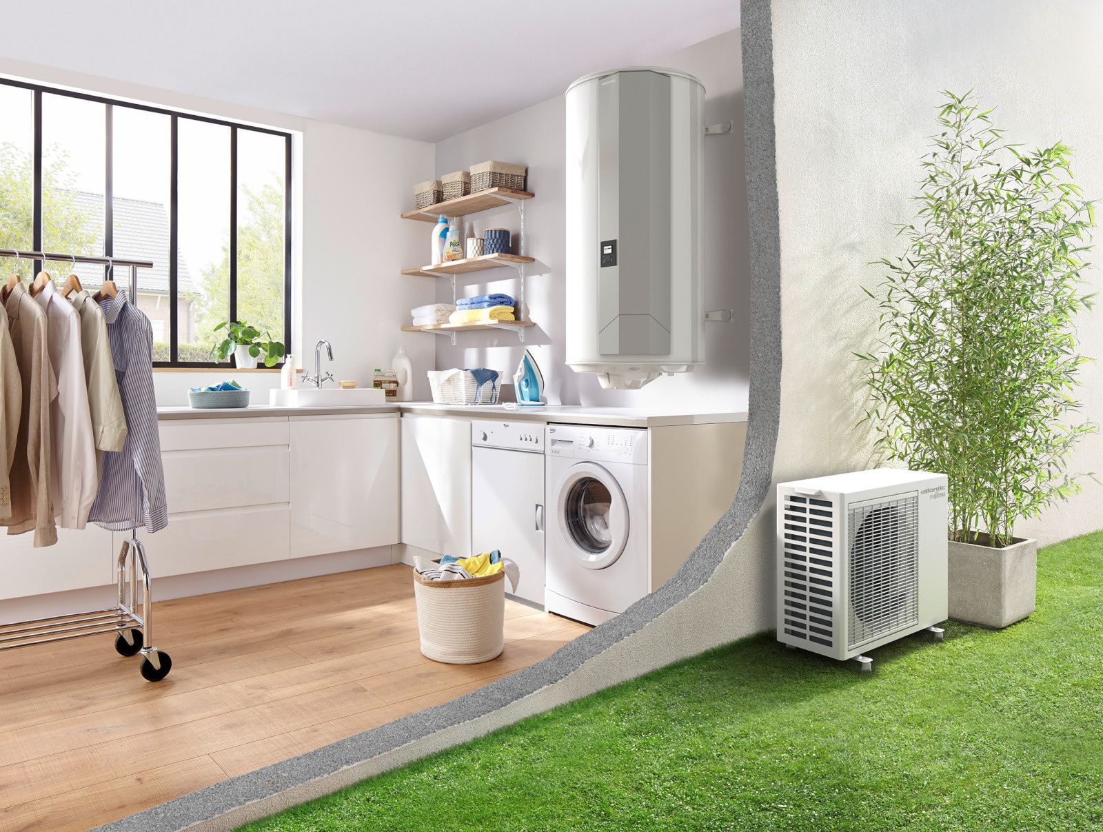 Calypso connecté Split Inverter vertical mural 100L par Atlantic